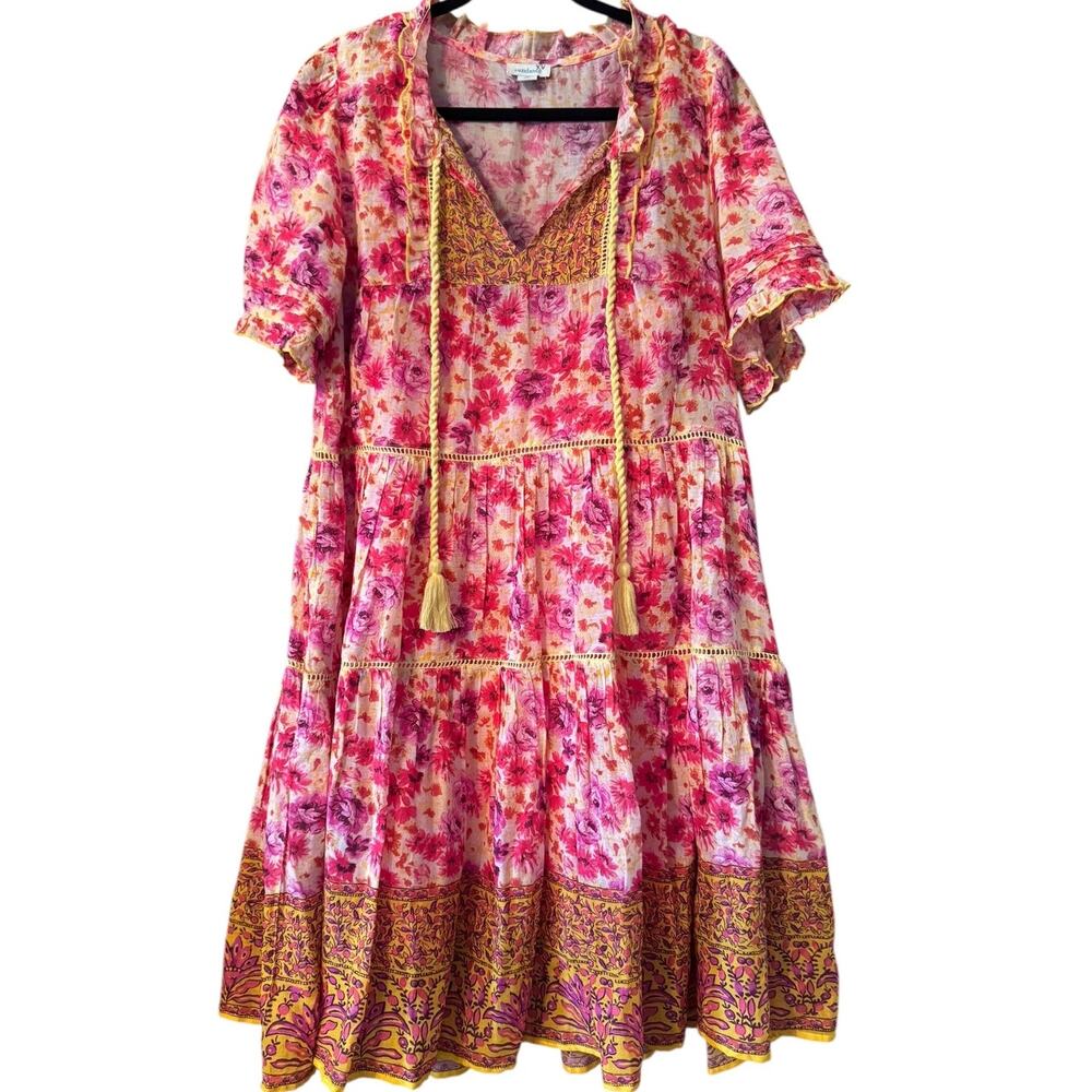 Sundance Fields Of Beauty Dress 100% Cotton Bohemian chic feminine M